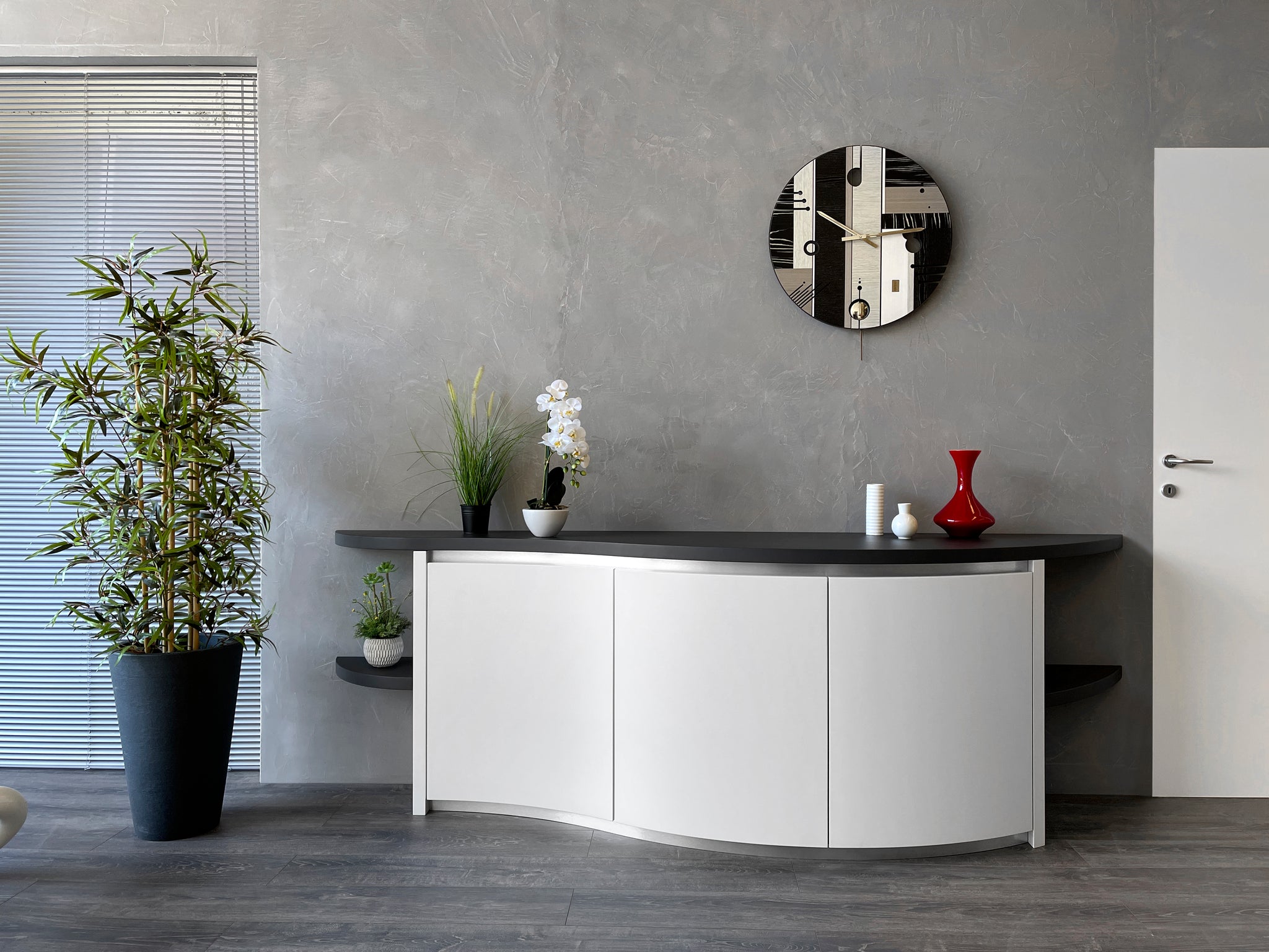 Curved Furniture - Curved modern cupboard - Black and white sideboard 