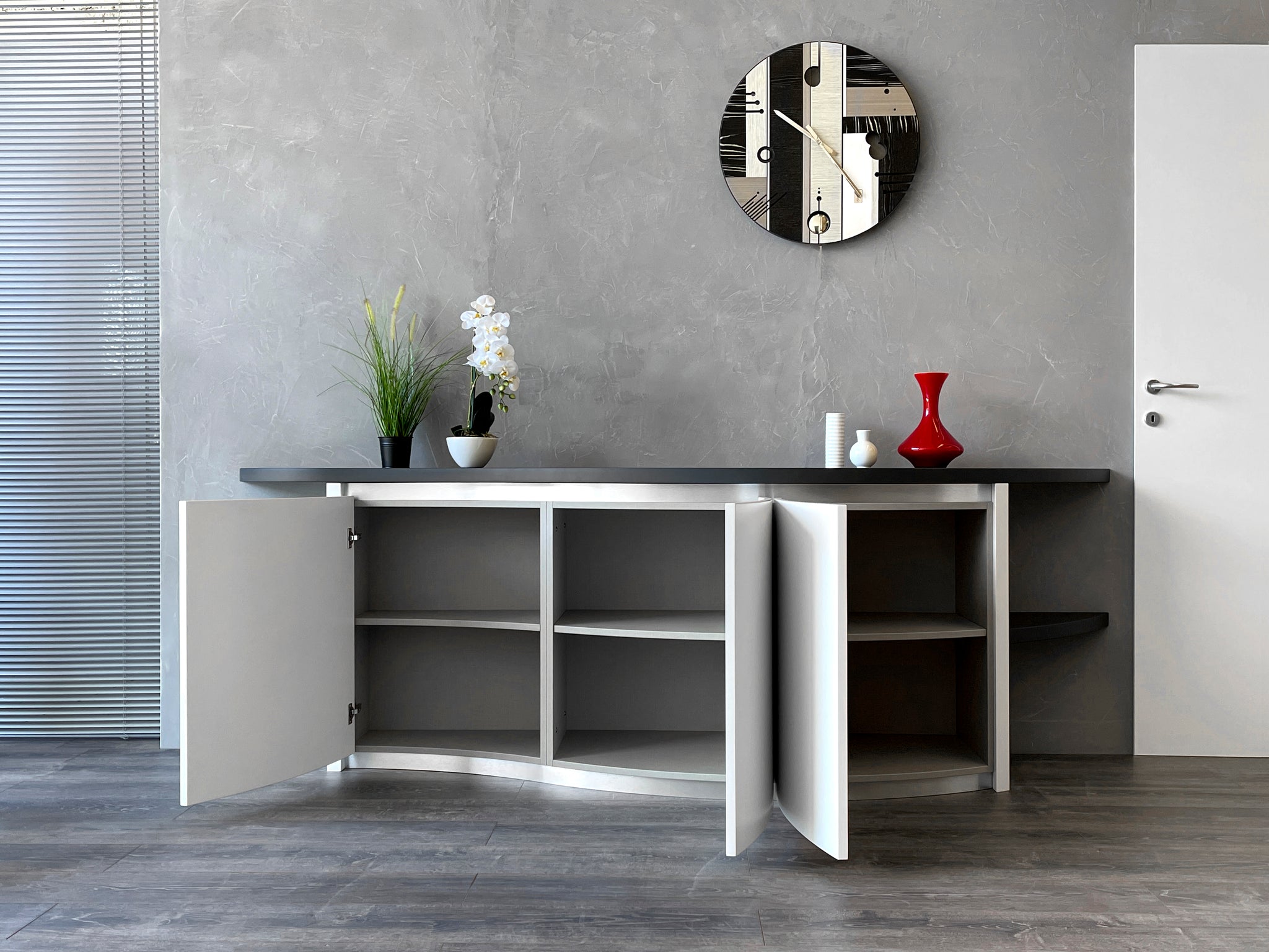 Curved Furniture - Curved modern cupboard - Black and white sideboard 