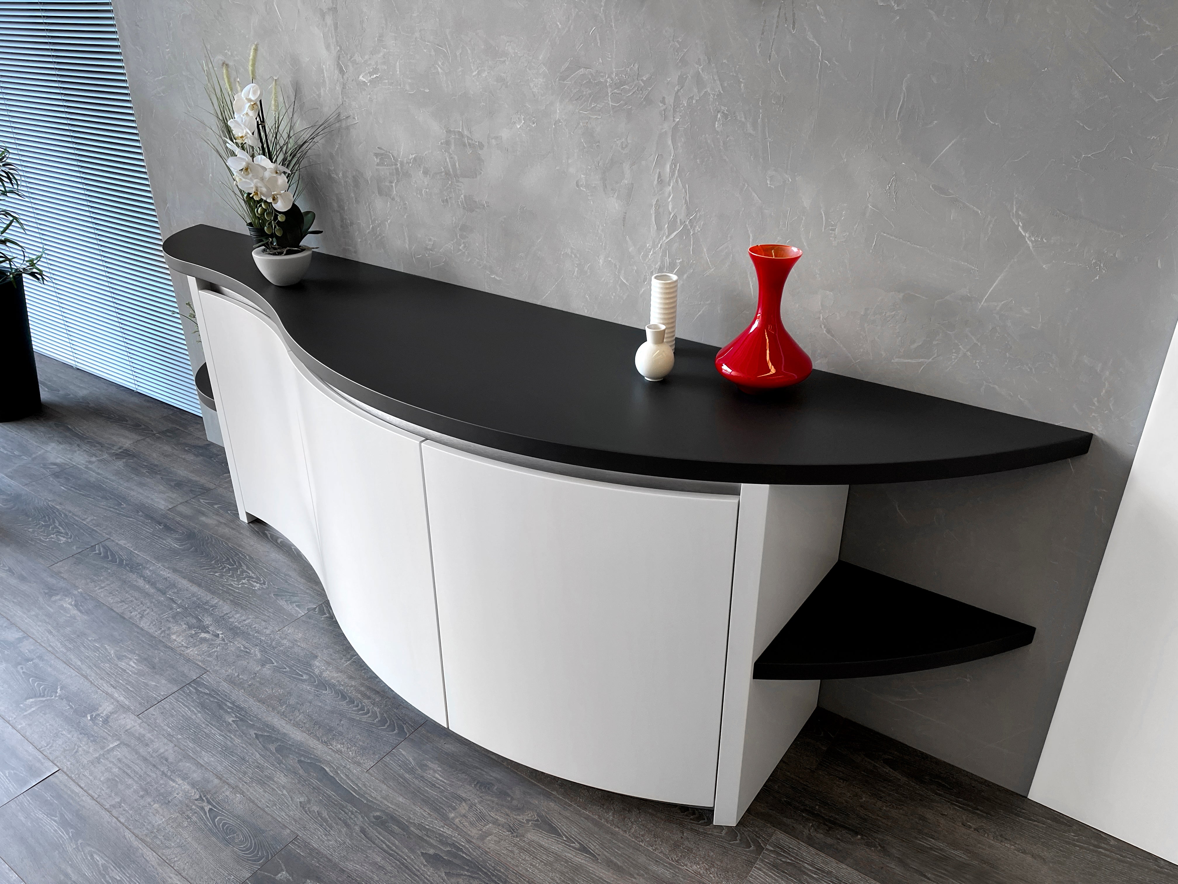 Curved Furniture - Curved modern cupboard - Black and white sideboard Curved Furniture - Curved modern cupboard - Black and white sideboard 