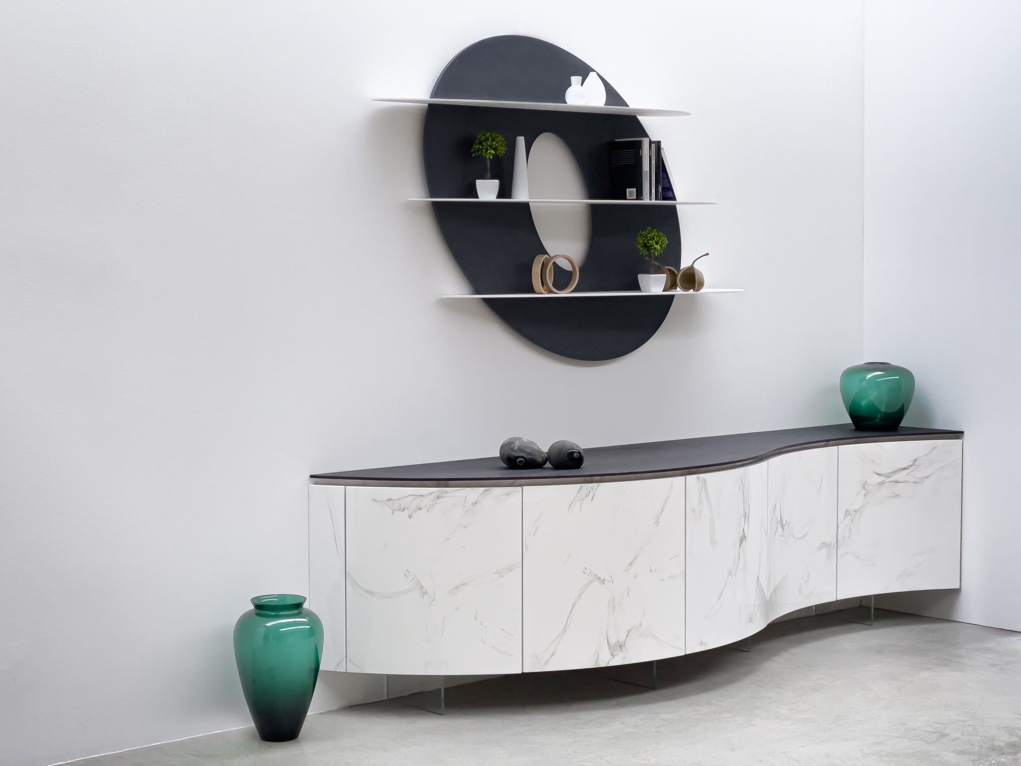 Black Rounded bookcase