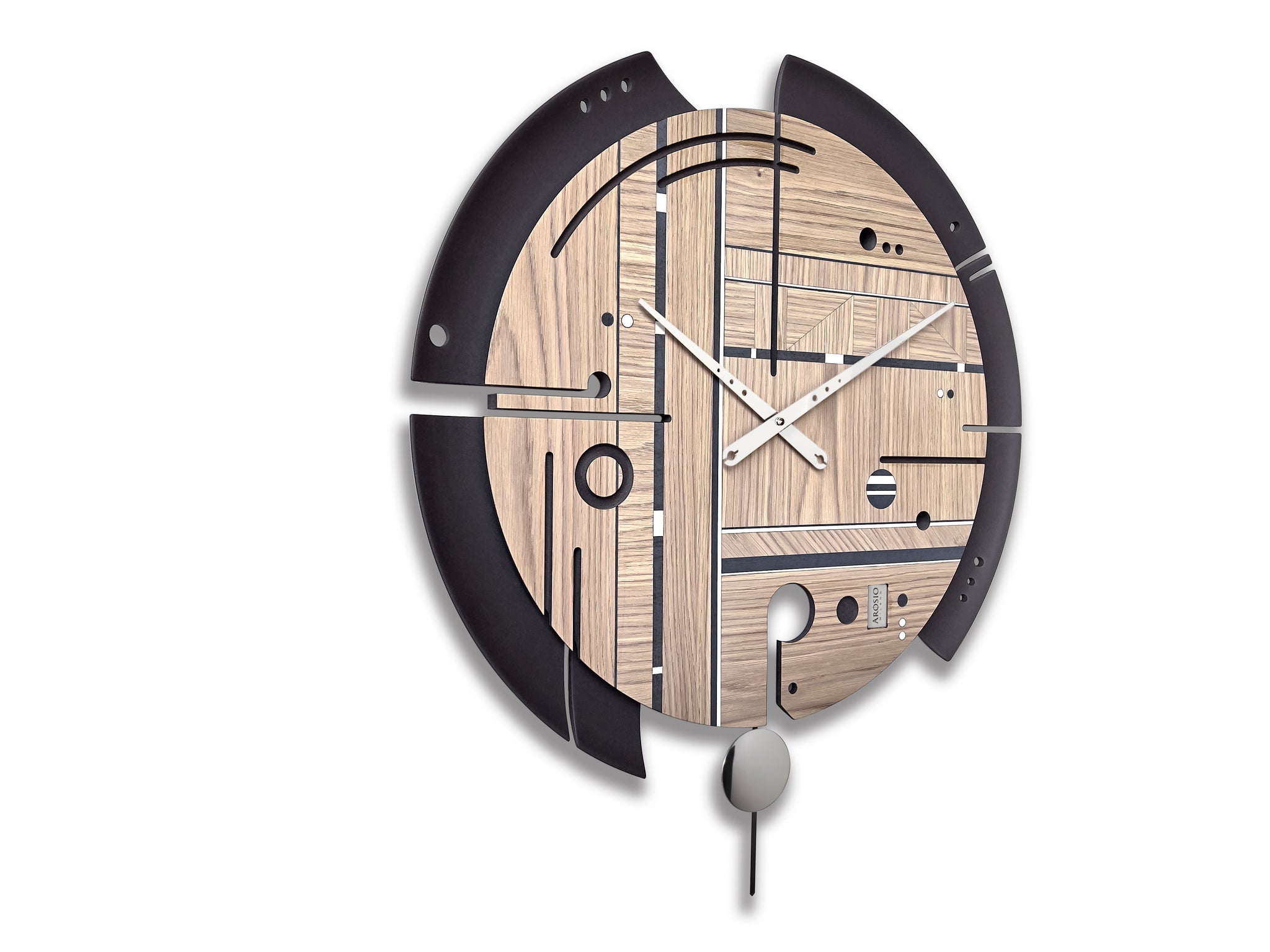 modern wall clock in wood